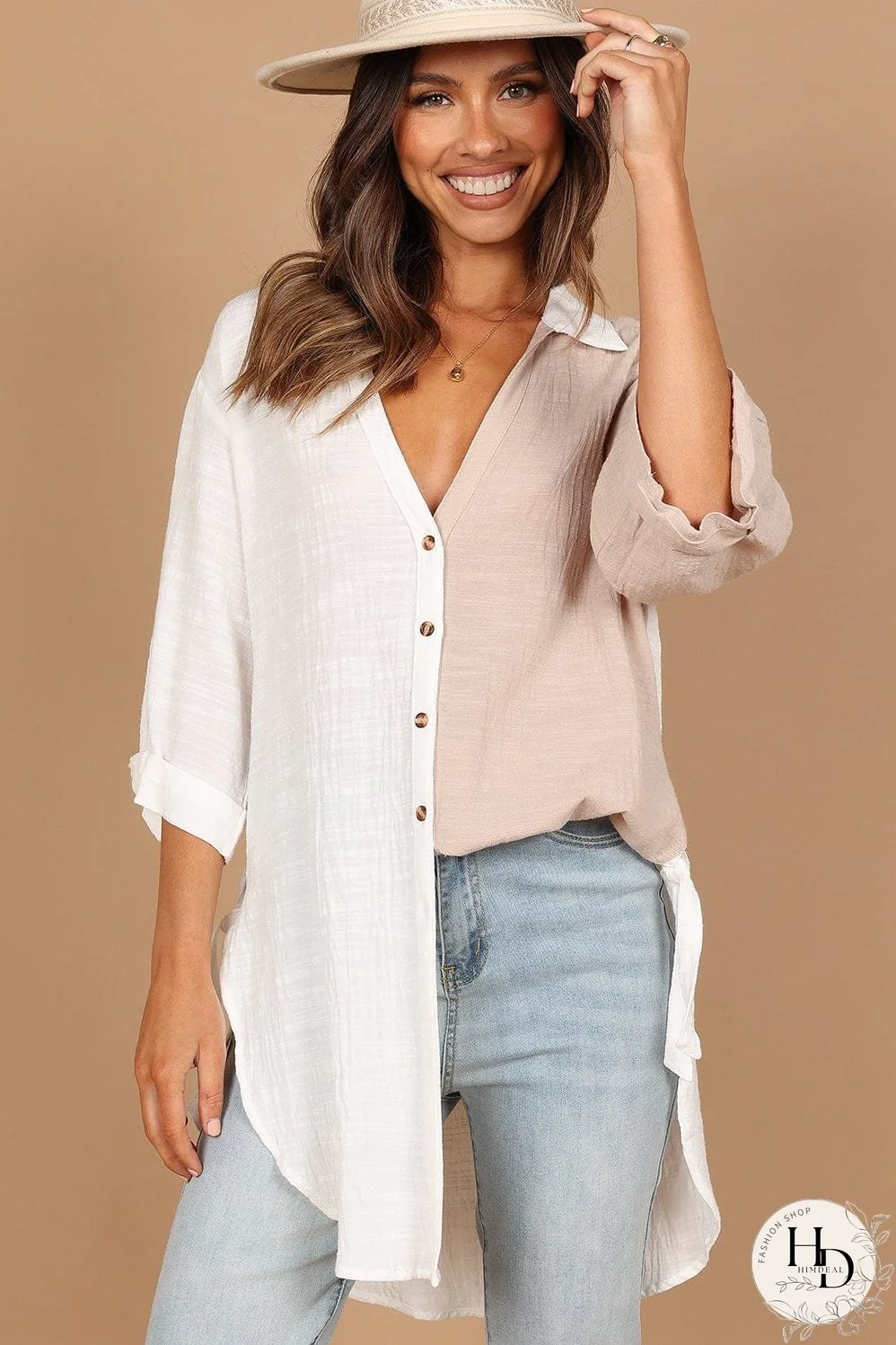 Stylish Linen and Cotton Blend Top
