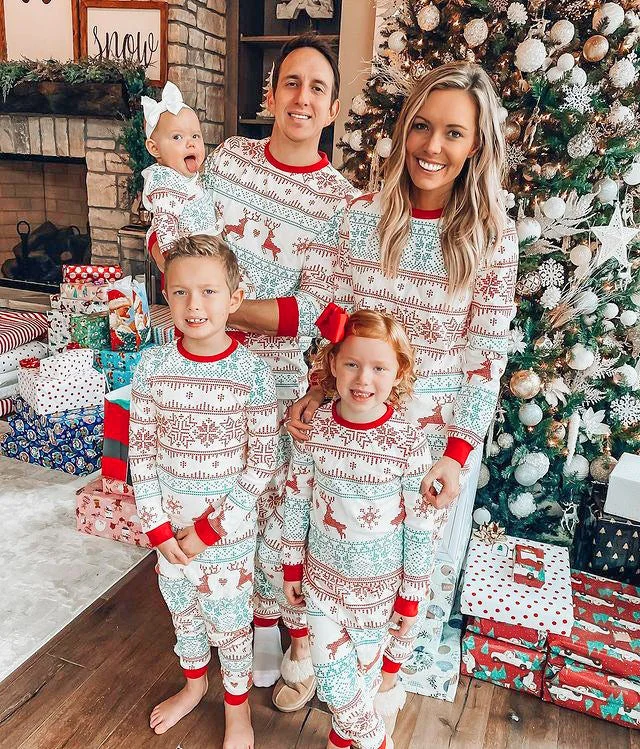 Christmas Colorblock Reindeer Family Pajamas