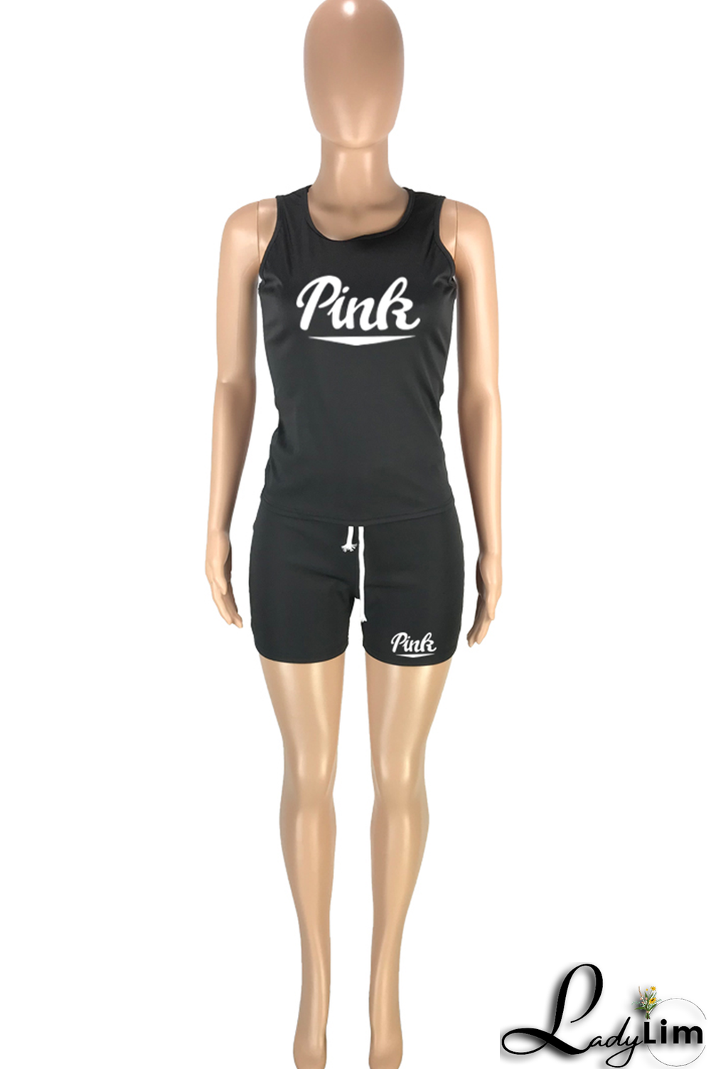 Burgundy Fashion Print Patchwork U Neck Sleeveless Two Pieces