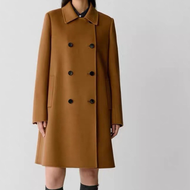 Foreign trade orig<br>|inal order lady Xiaohe double-breasted doll collar mid-length coat  Money