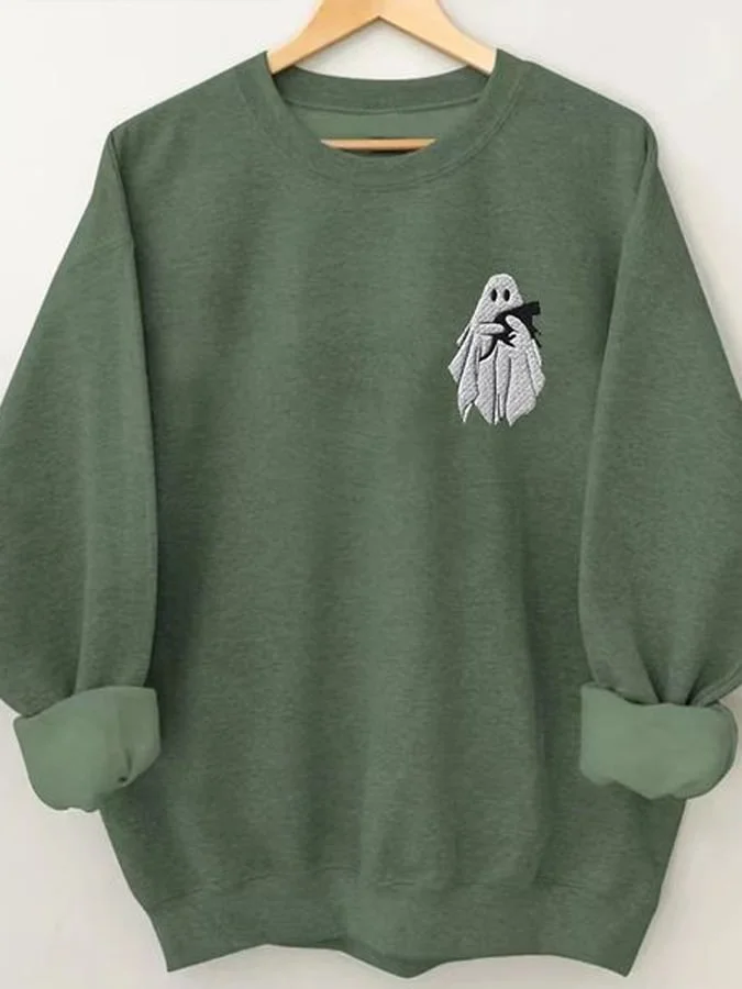 Vintage Ghost Print Sweatshirt