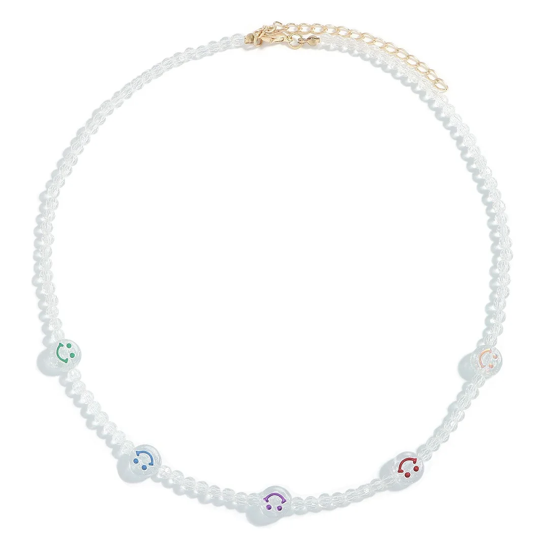 Dvacaman 2021 New INS Korean Sweet Colorful Little Flower Acrylic Pearl Bohemian Beaded Clavicle Necklaces for Women DIY Jewelry