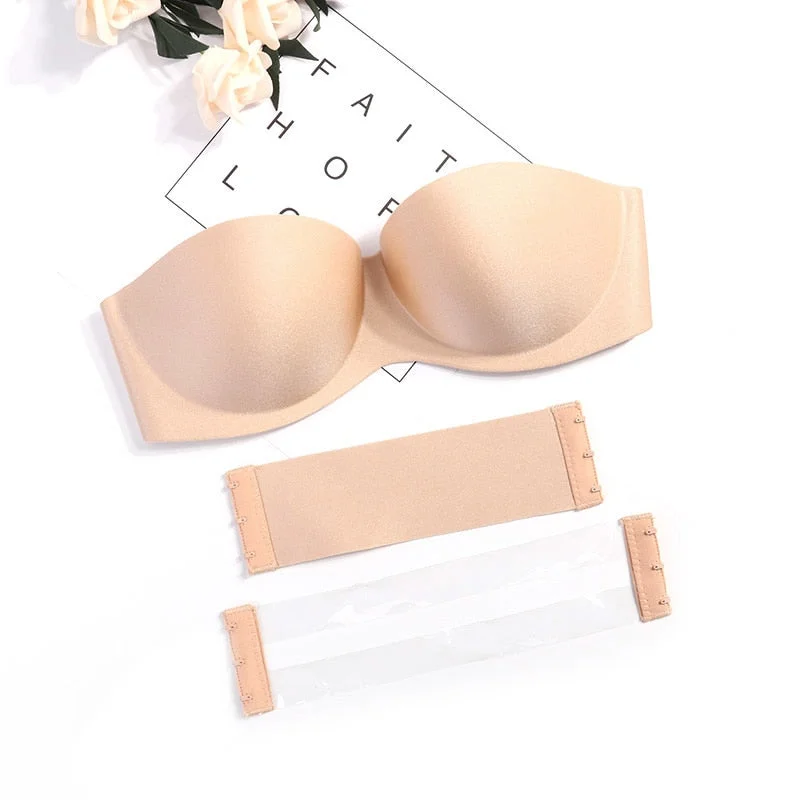 Women Magic Push Up Bra Strapless Women's Bras Underwired 1/2 Cup Back Band Dress Wedding Backless Summer Invisible Bras