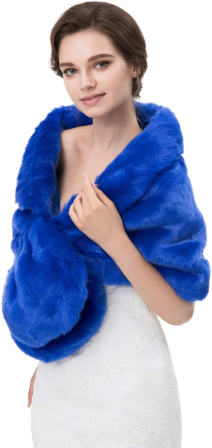 Women's Winter Warm Faux Fur Shawl Coat Jacket Parka Outerwear Tops