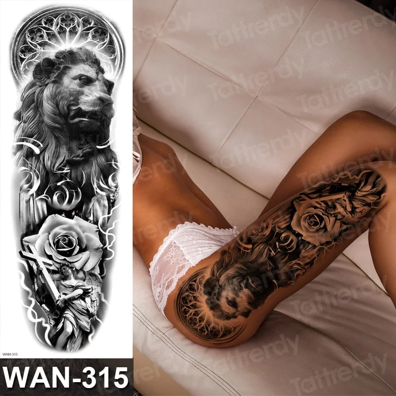 temporary tattoo women custom peony lotus fish tattoo body leg thigh full arm sleeve tattoo stickers sexy waterproof big size
