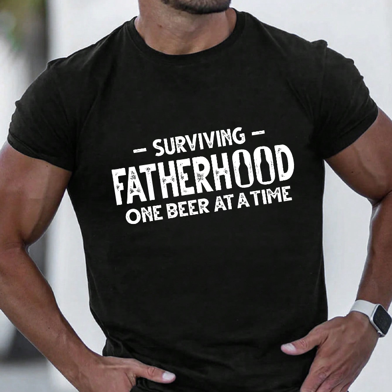 Surviving Fatherhood One Beer At A Time Funny Family Men's T-shirt ctolen