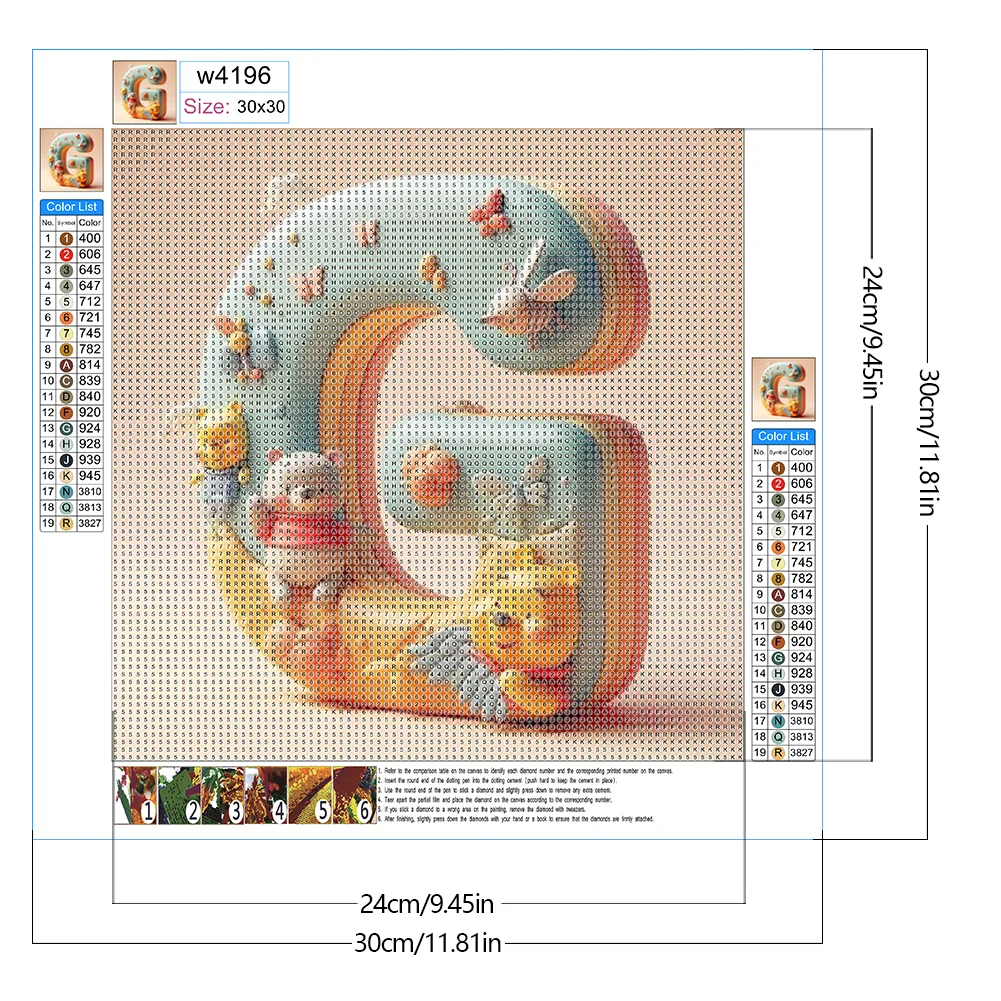 Full Round Diamond Painting 30*30cm - Winnie The Pooh'S 26 Letters G