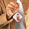 8PCS Diamond Art Keyring Sabta Double Sided Rhinestone Painting Keychain Pendant