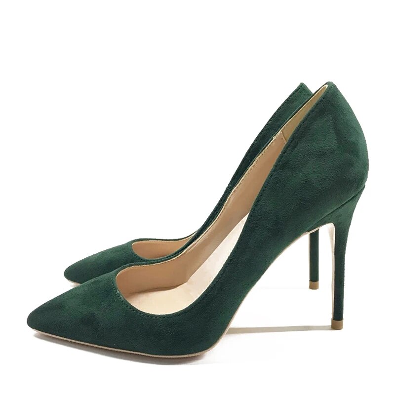 VCshoes Blackish Green 12cm High Heels Shoes Broland Party Wedding Shoes Women Pumps Pointed Toe 8cm 10cm RM010