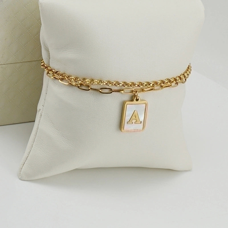 Fashion Letter 304 Stainless Steel 18K Gold Plated Shell Stainless Steel Bracelets In Bulk