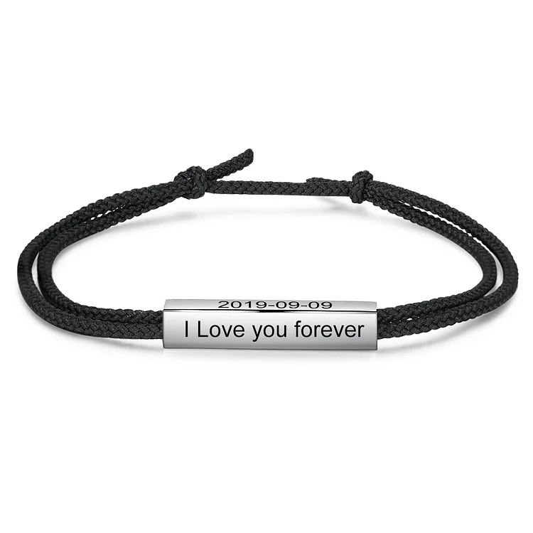 Mens Bracelet Personalised Bar Bracelet Engraved 4 Sides