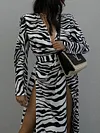 Zebra Pattern Long Sleeves Maxi Dress