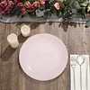10 Pack | 10" Glossy Blush Rose Gold Round Plastic Dinner Plates With Gold Rim, Disposable Party Plates
