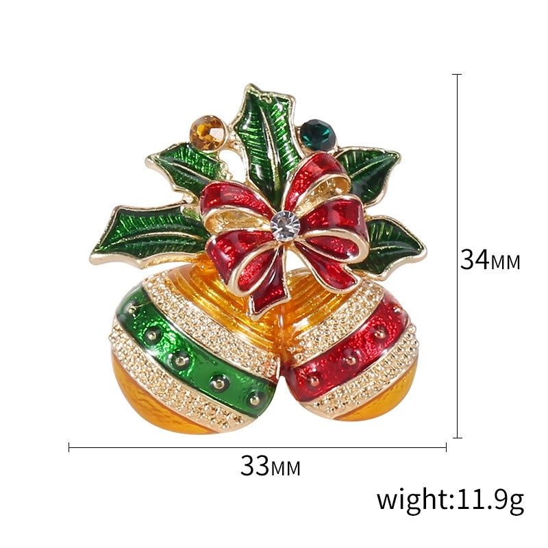 Cute Classic Style Pin Santa Claus Snowflake Elk Alloy Enamel Inlay Rhinestones Unisex Brooches