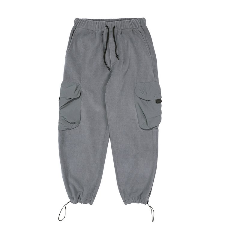 Solid Color Polar Fleece Sweatpants Men's plus Size Sports Casual Fashion Retro Trendy Drawstring Jogger Pants Men Pants