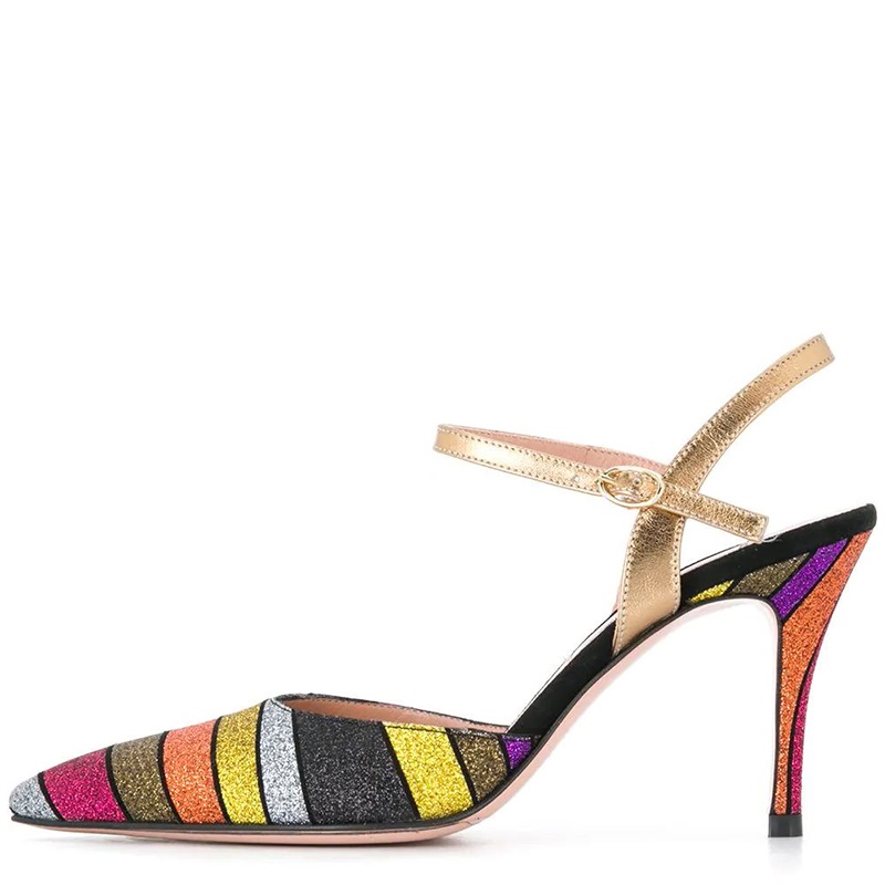 GOOSHOE Multicolor Slingback Stiletto Pumps with Pointy Toe