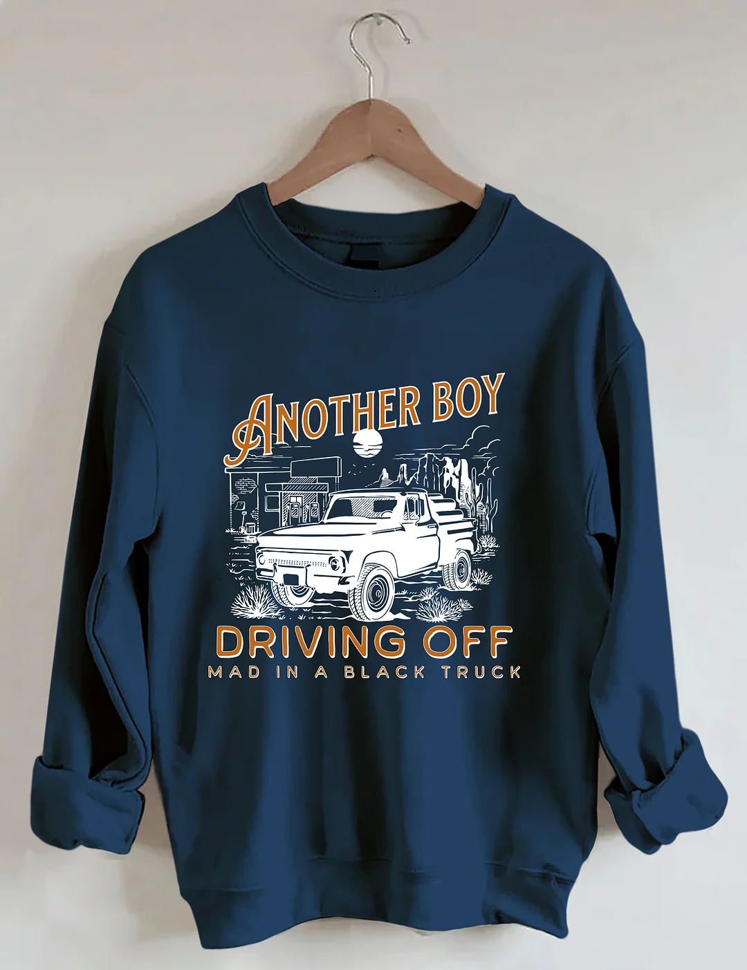 Boy Driving Off Mad Black Truck Sweatshirt