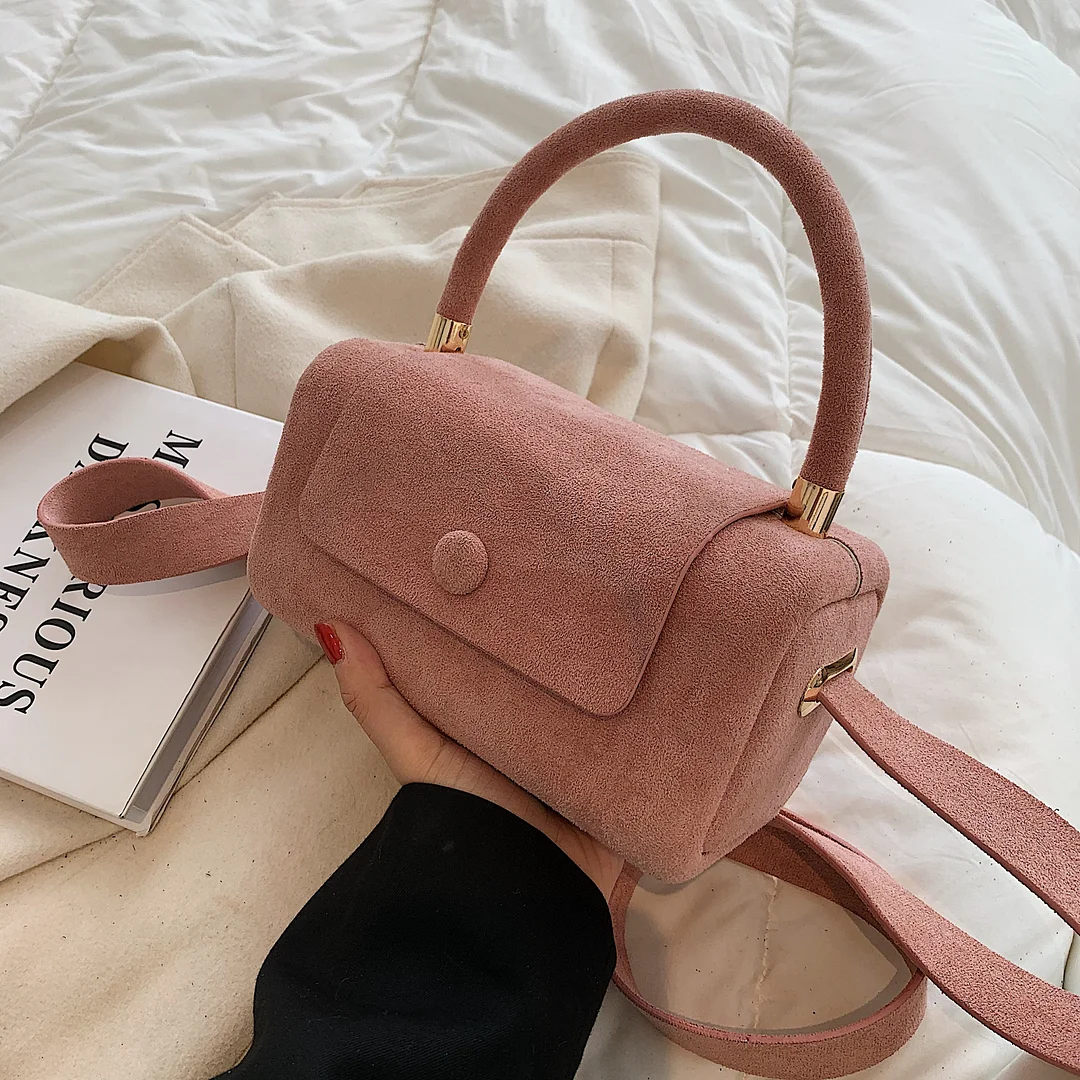 էѧӧܧ Small Vintage Faux suede Underarm Baguette Shoulder Crossbody Bags For Women 2021 Winter Simple Handbags and Purses