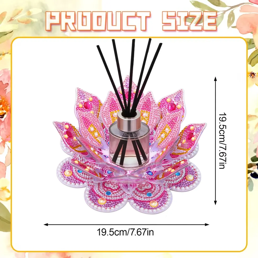 Lotus DIY Diamond Art Painting Kits of Candle Holder Diamond Painting Candle Holder Kit Diamonds Paintings Candlestick Holder Kit for Aromatherapy & Home Decor (Pink)