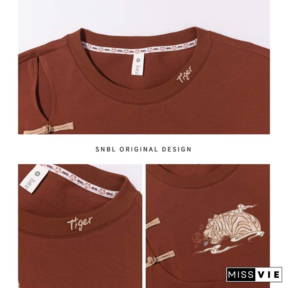 Vintage Embroidery Buckle Tasesel Vest Loose T-Shirt Dress