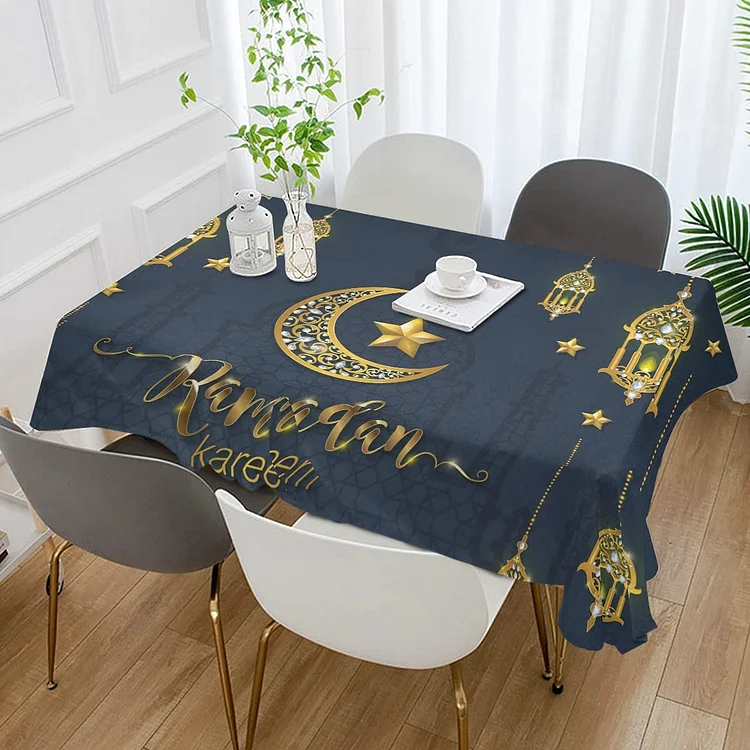 Ramadan Kareem Table Clothes for Rectangle Tables Eid Mubarak Waterproof Table Cloth Indoor Table Cover for Kitchen Table Decor
