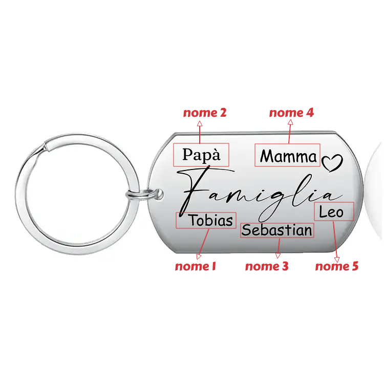 Famiglia-Portachiavi 5 nomi personalizzati papà mamma regalo per famglia