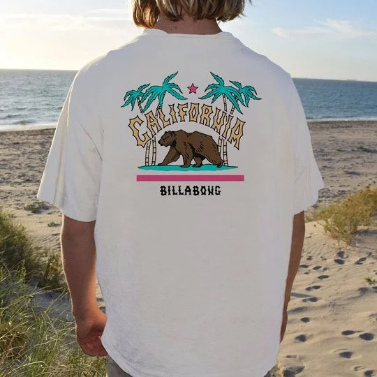 California Billabong Bear Print Casual T-shirt