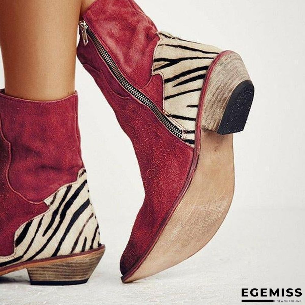 Casual Pointed Toe Zebra-Striped Boots | EGEMISS