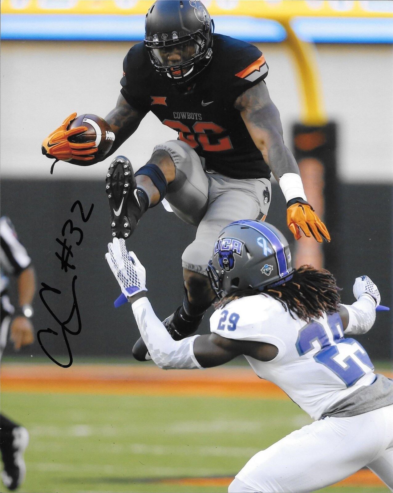 SEATTLE SEAHAWKS CHRIS CARSON SIGNED OKLAHOMA STATE COWBOYS 8X10 Photo Poster painting W/COA OSU