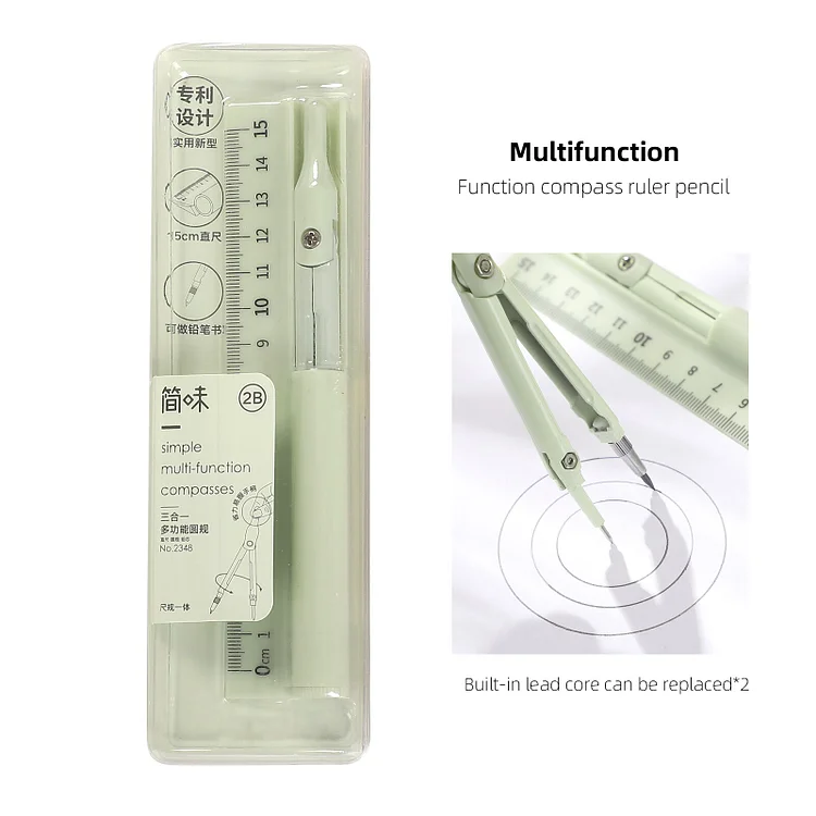 Journalsay 1 Pc Simple Three-in-one Multifunctional Compass Ruler