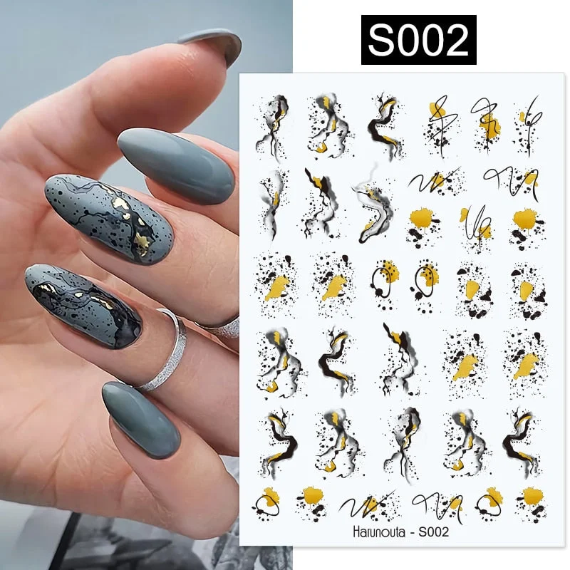 1 Pc 3D Nail Stickers Laser Gold Silver Black White Drops Design  Self-Adhesive Slider Nail Art Decorations Decals Manicure Tool-Nail Inspo