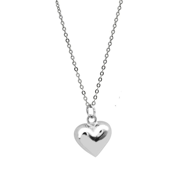 Sterling Silver Puffed Heart Pendant Necklace