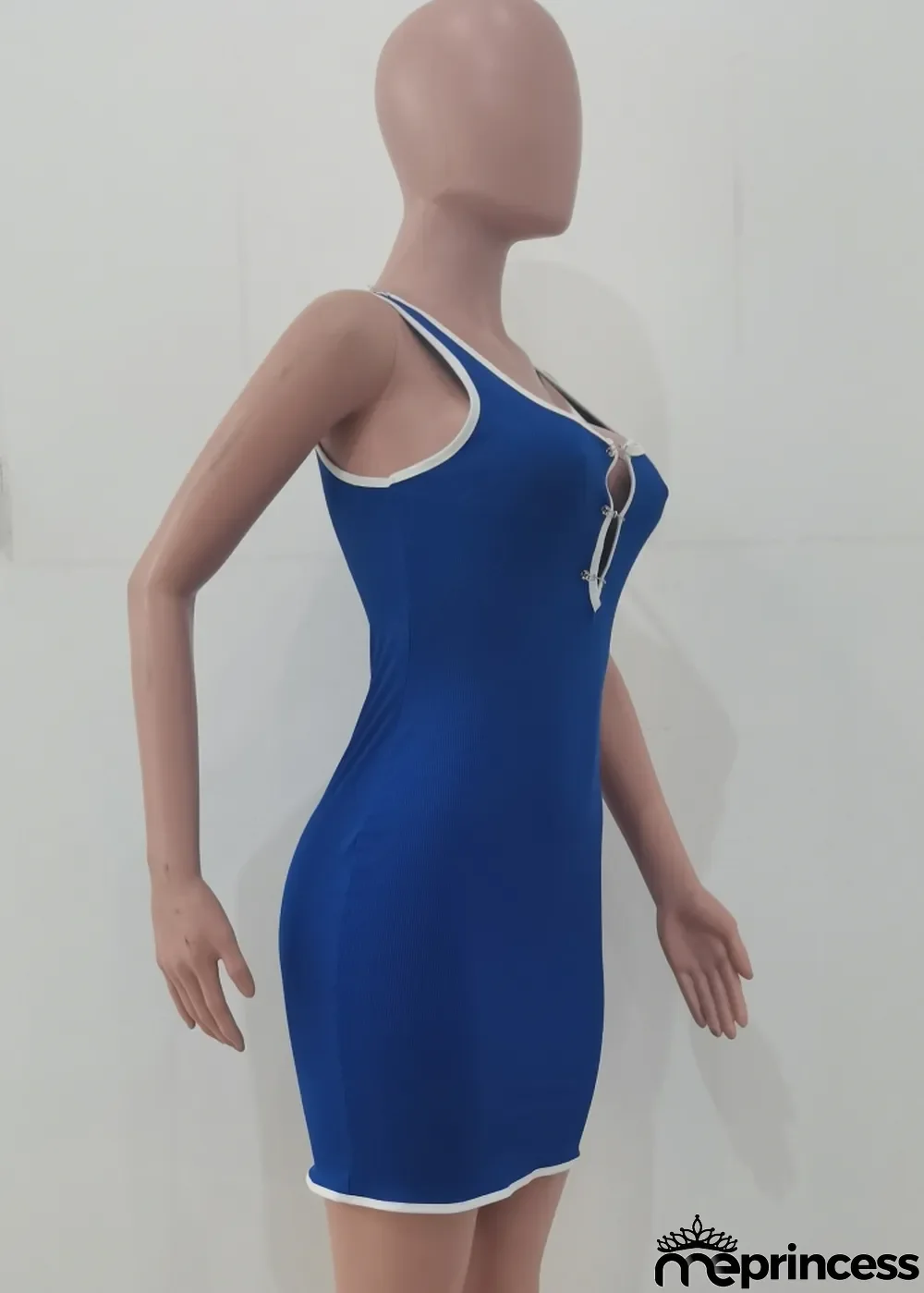 Summer Sexy Dark Blue Hollow Out Fitted Tank Dress