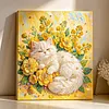 (30x40cm)DIY Pearl Painting Framed Sleeping Cat Handmade Pearl Material Art Kit Living Room Decor