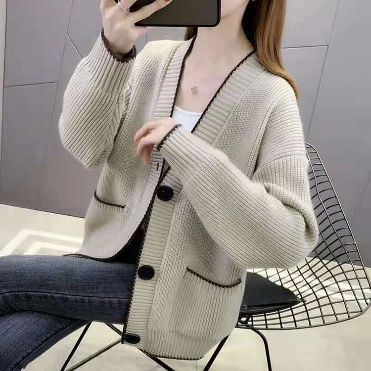 Knitted Shift Long Sleeve Casual Sweater QueenFunky