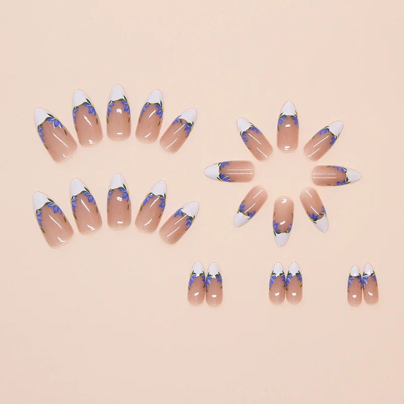 Churchf Churchf Wear Fake Nail Removable Nail Piece Simple Iris Nail Patch 24 Pieces