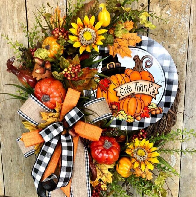 Thanksgiving Wreath Pumpkin Wreath、、sdecorshop