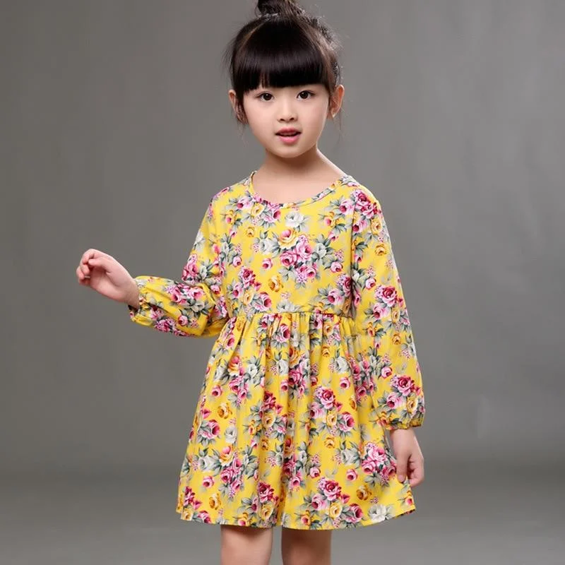 3 to 7 Years Spring Summer Cotton Girl Dress Long Sleeve Children Dress Polka Dot Kids Dresses for Girls Fashion Girls Clothing