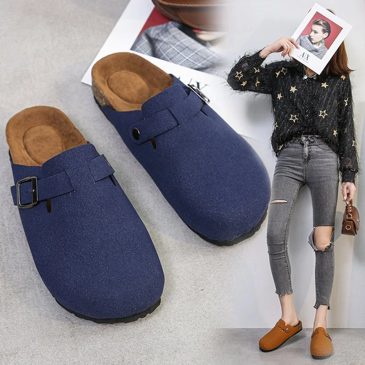 Yyvonne Slippers Summer New Women's Flat Bottom Leisure Lazy Half Drag Wearing Frosted Personality Big Head Women's Shoes
