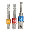 3pcs Socket Adapter 1/4 3/8 1/2 inch Nut Driver Socket Impact Hex Shank Bar
