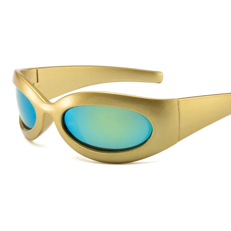 Damulin 2025 New Punk One Piece Oval Sunglasses Y2K Sun Goggle UV400 Shades Eyewear Women Men Luxury Brand Designer Eyeglasses