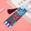 DIY Cute Cat Special Shaped Diamond Painting Leather Bookmark with Tassel