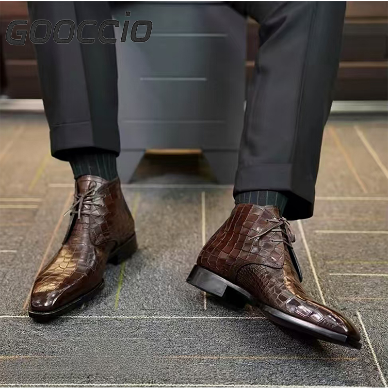 MY250 Crocodile Leather Dress Boots/Business Boots For Men GOOCCIO   