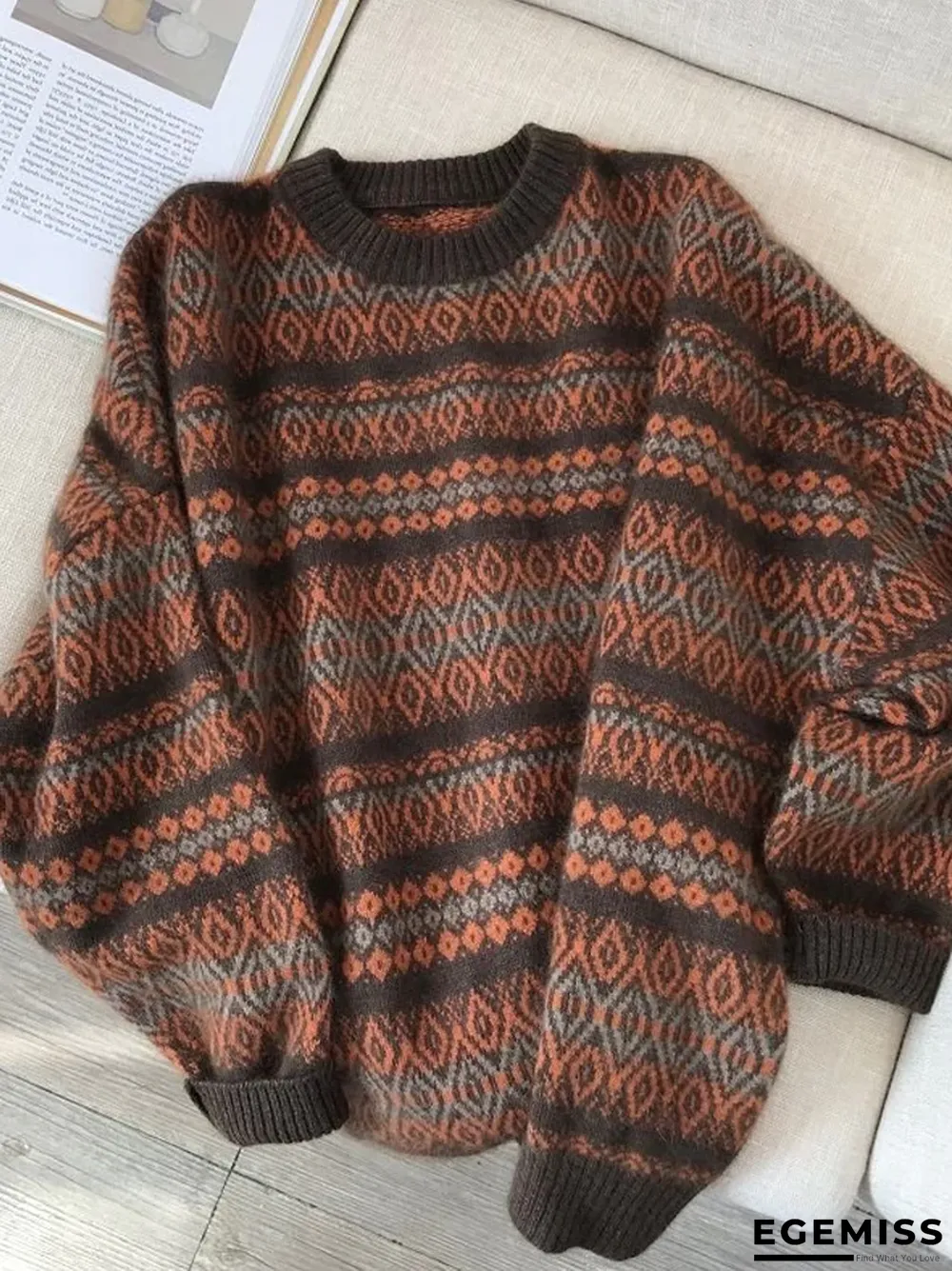 Casual Floral-Print Tribal Sweater | EGEMISS