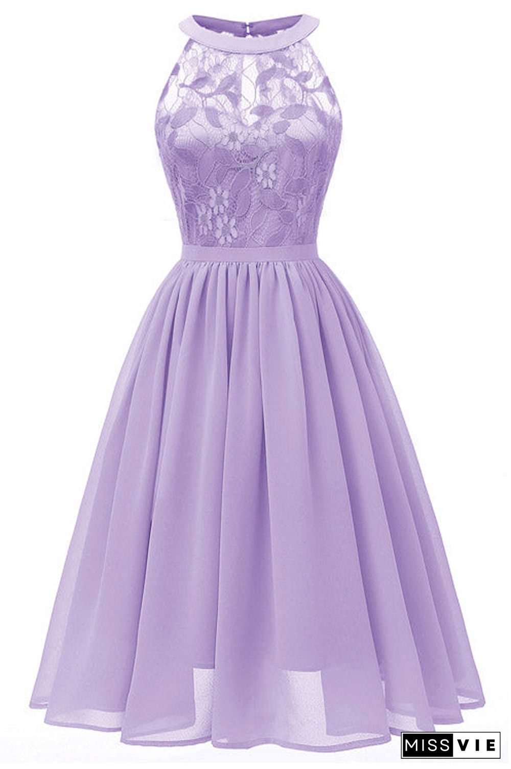 Burgundy Sleeveless A-line Lace Prom Dress