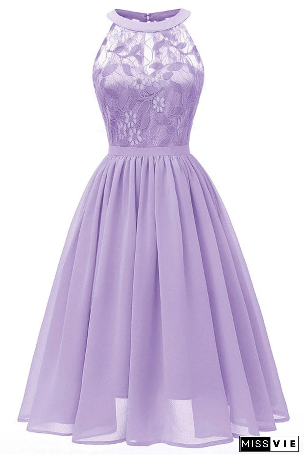 Burgundy Sleeveless A-line Lace Prom Dress