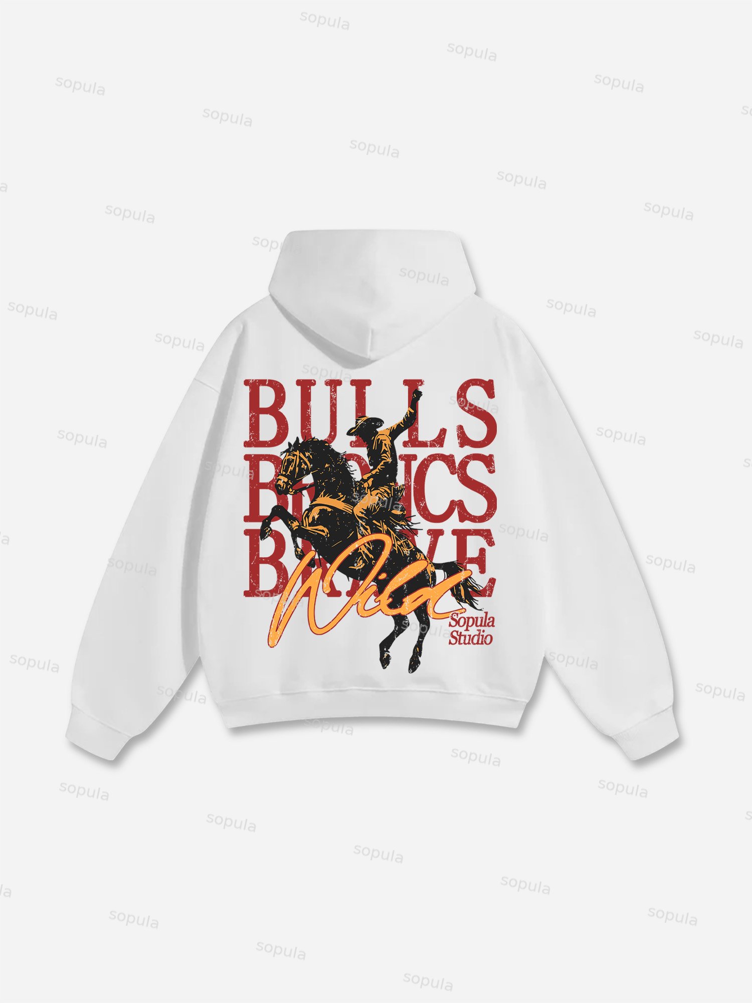 Cowboy Rodeo Bulls Broncs Brave Print Cotton Hoodie - Sopula｜Premium Graphic Tees & Graphic Clothing