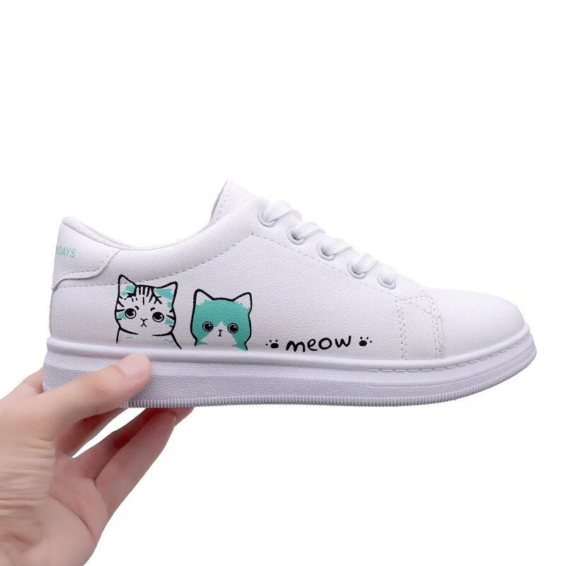 Pu Leather Platform Shoes Women Sneakers Fashion Vulcanized Shoes Woman Lace Up White Women Casual Shoes Zapatillas Mujer