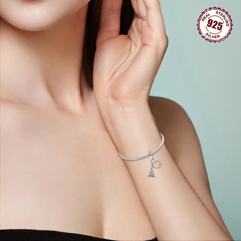 1 Piece Hole 4~4.9mm 925 Sterling Silver Heart Shape Pendant Jewelry Accessories4