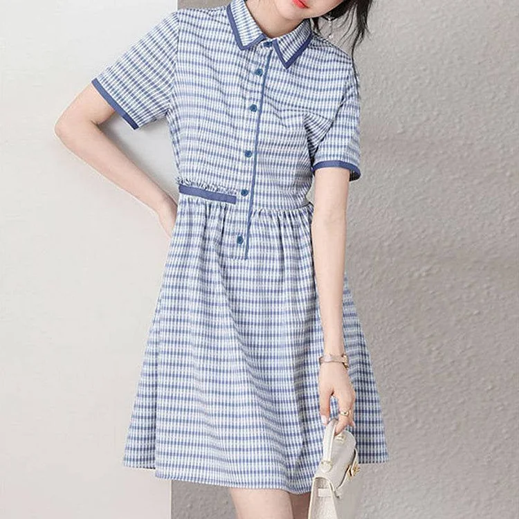 Striped Printed Buckle Ruched Shirt Dress QueenFunky